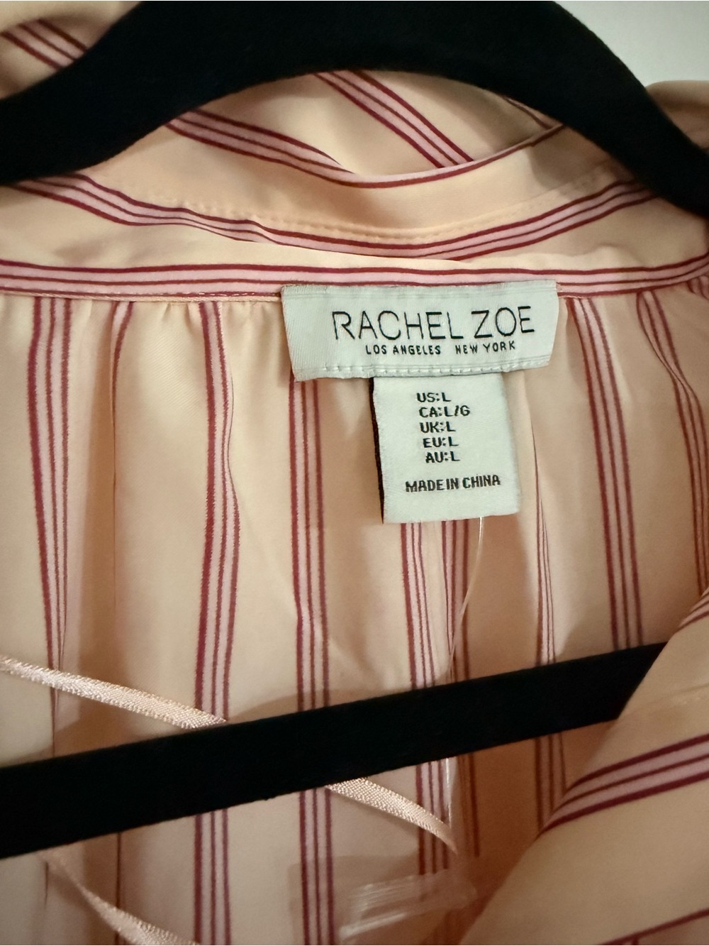 Rachel Zoe Peach Blouse with Burgundy Stripes - Picture 2 of 3